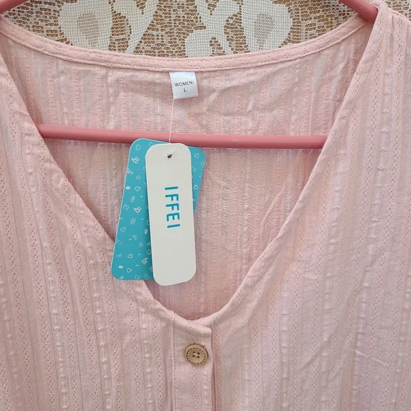 Upcycled Strawberry Shortcake Pink Ruffle Dress POCKETS Size Large NWT - Picture 5 of 8